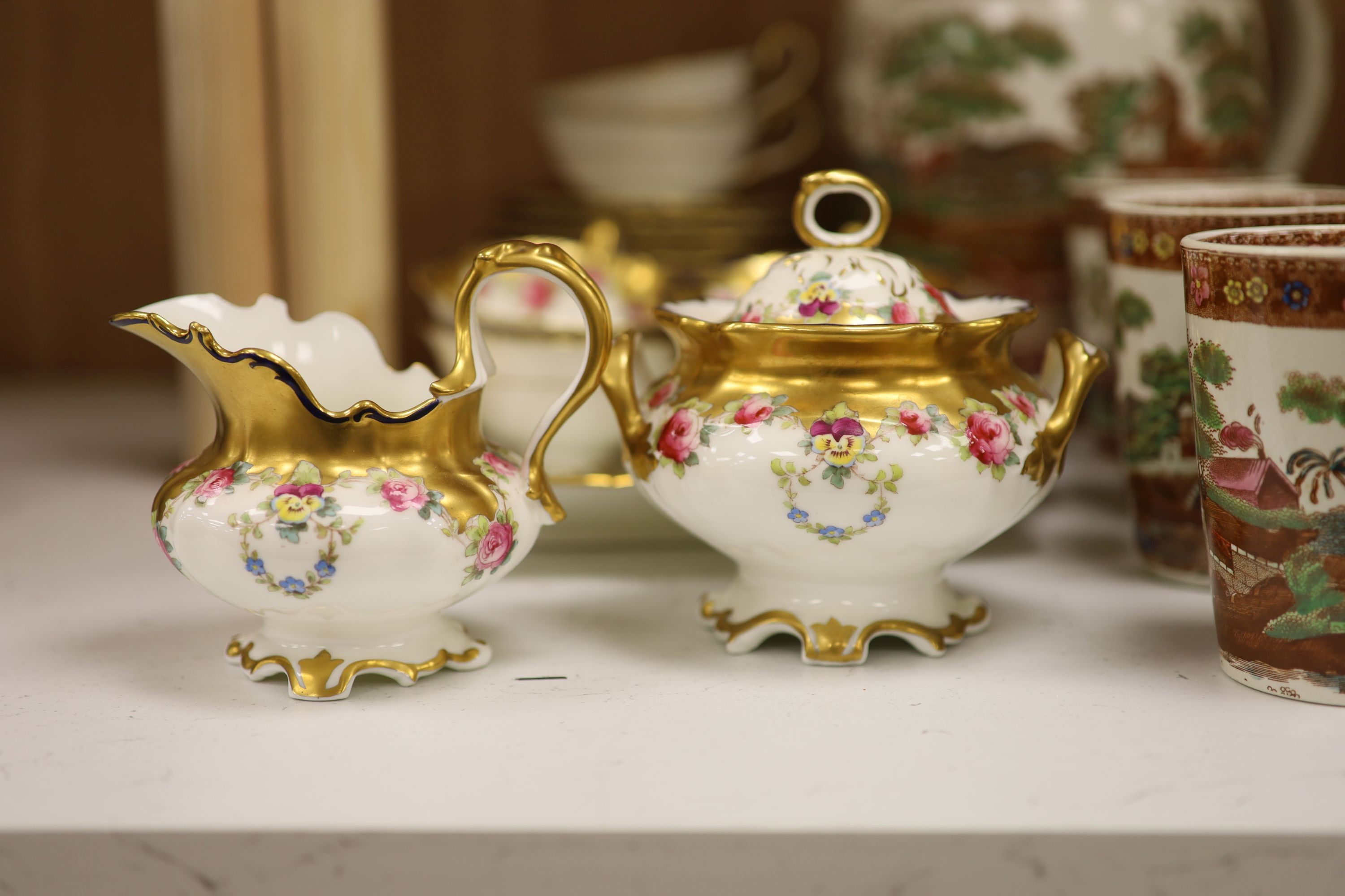 Mixed teaware, including Spode, Cauldon etc.